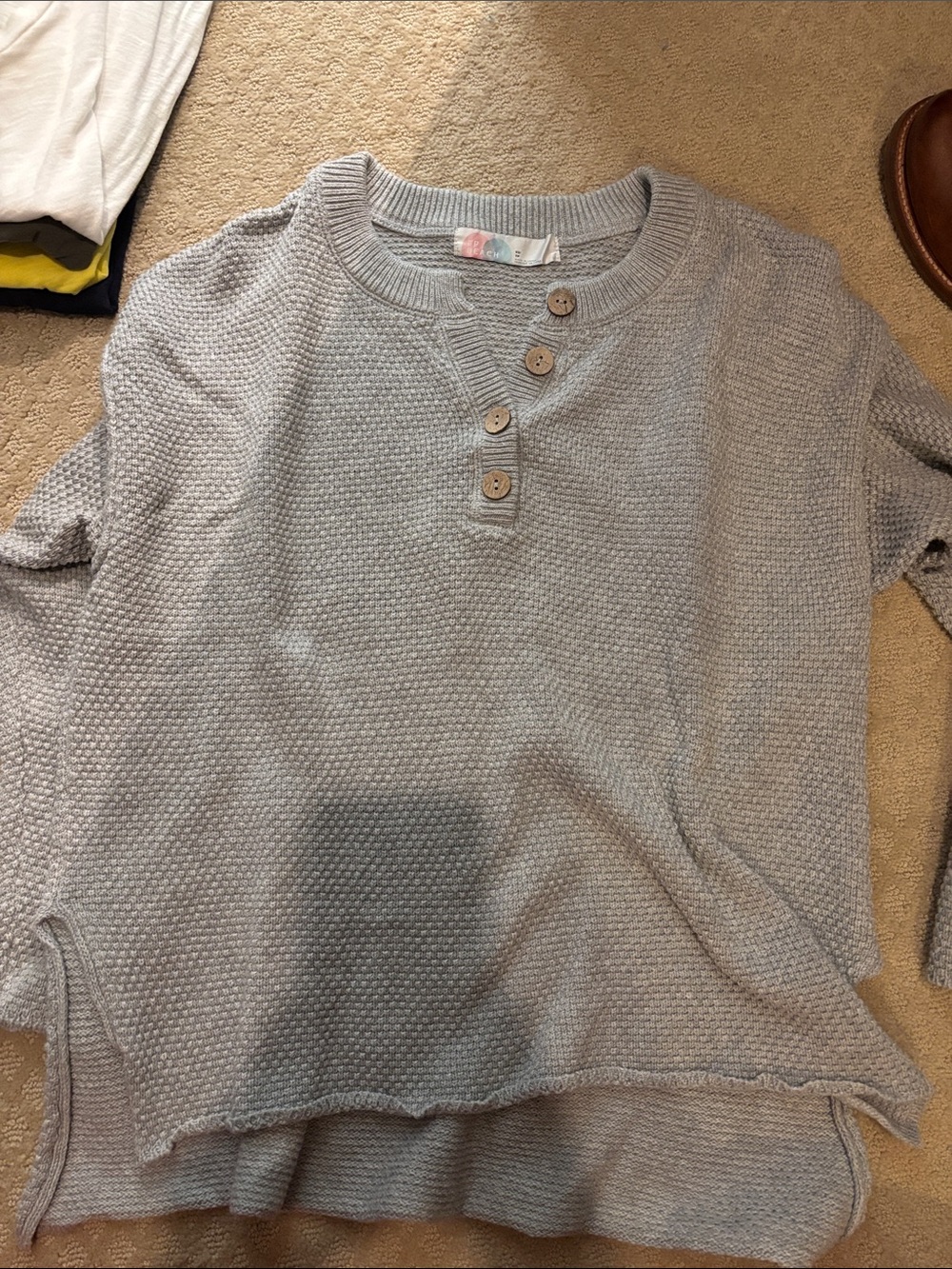 Free People beach gray Waffle Knit pullover XS